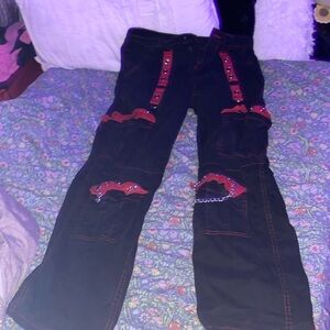 Black and red cargo pants